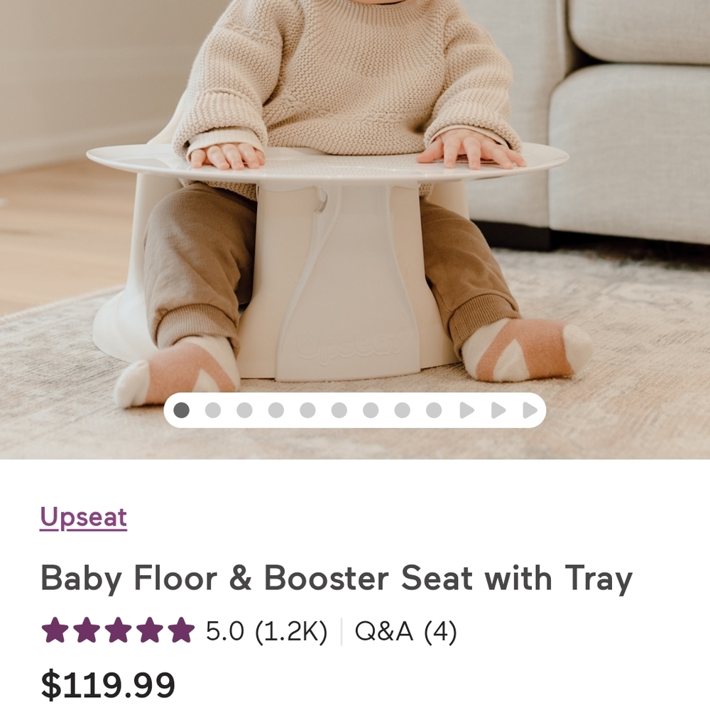 Baby Floor & Booster Seat with Tray - White